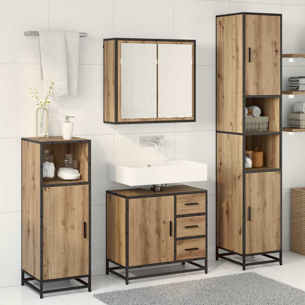 Ensemble de mobilier de salle de bain 3 pièces Chêne artisanal
