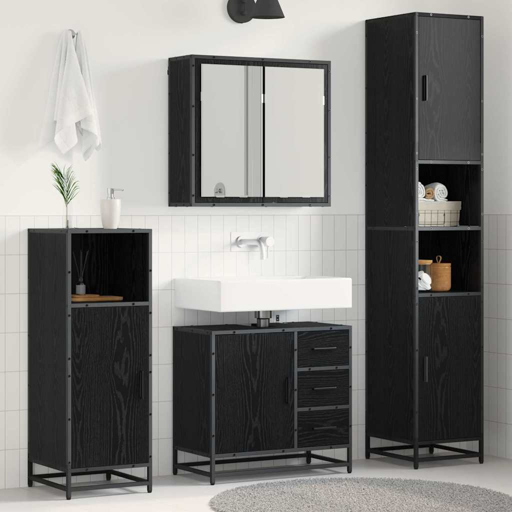 Ensemble de mobilier de salle de bain 3 pièces Chêne noir