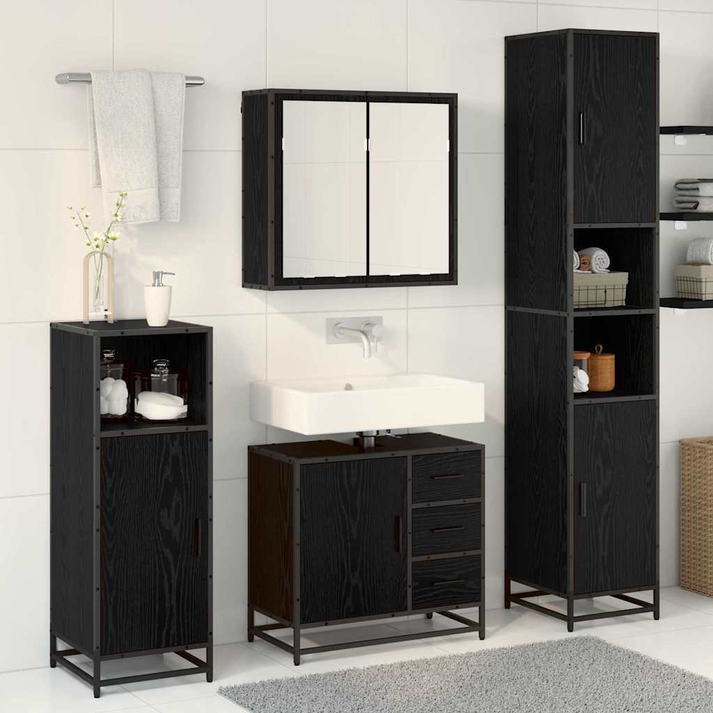 Ensemble de mobilier de salle de bain 3 pièces Chêne noir