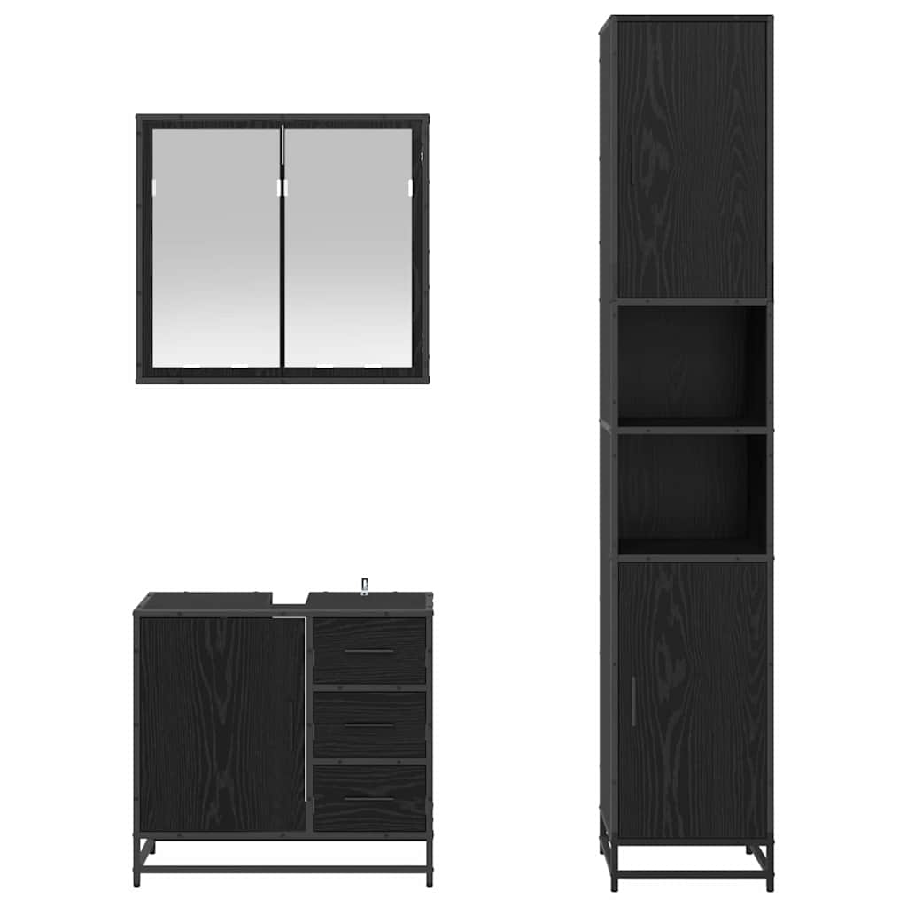 Ensemble de mobilier de salle de bain 3 pièces Chêne noir
