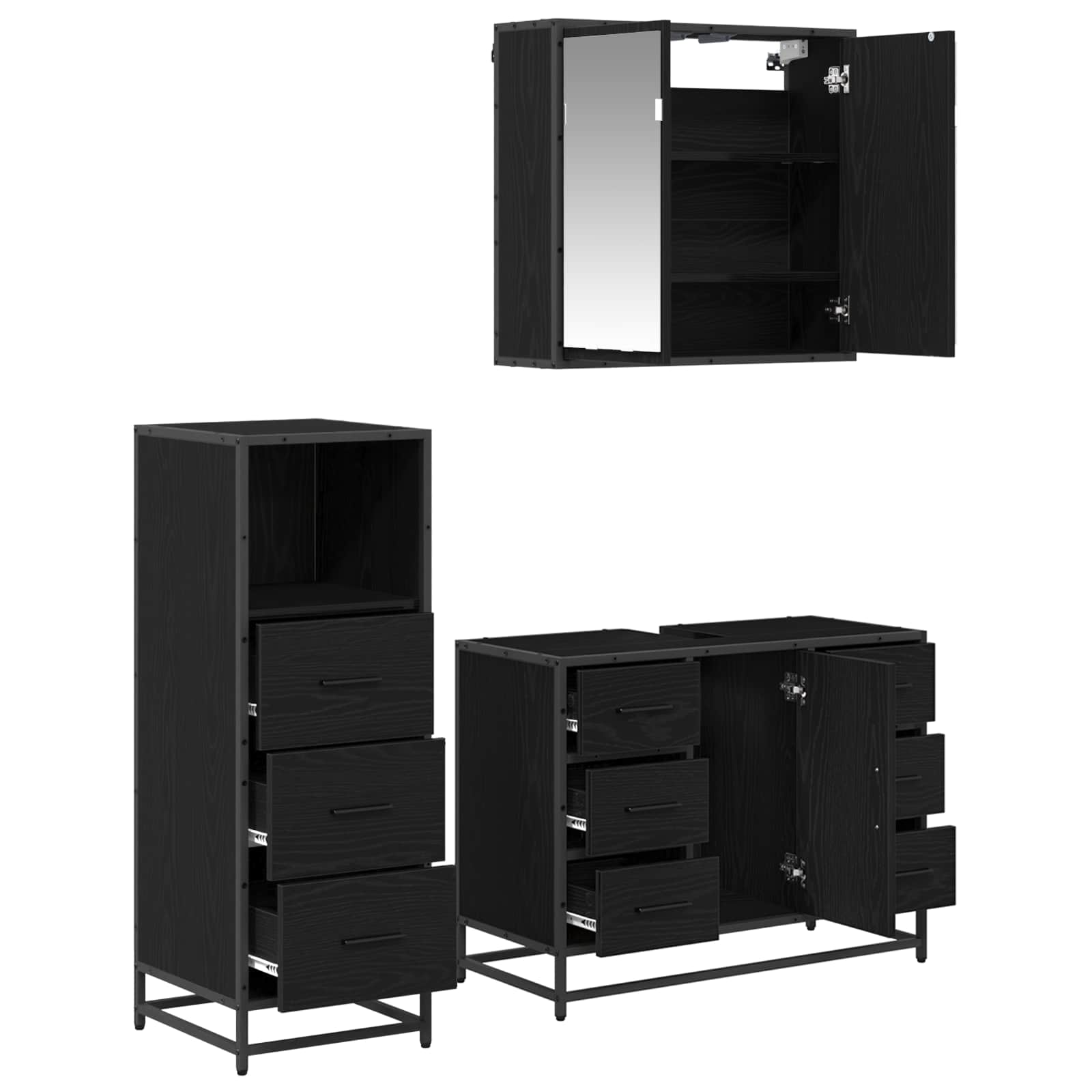 Ensemble de mobilier de salle de bain 3 pc Chêne noir