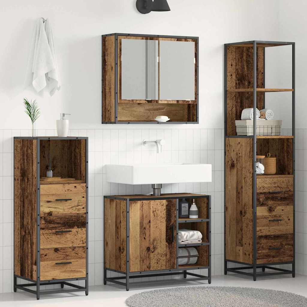 Ensemble de mobilier de salle de bain 4 pc Bois Ancien