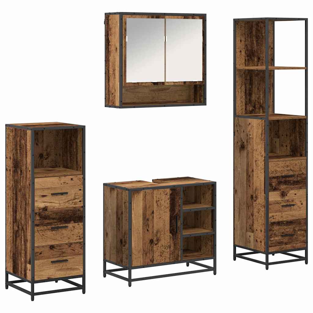 Ensemble de mobilier de salle de bain 4 pc Bois Ancien