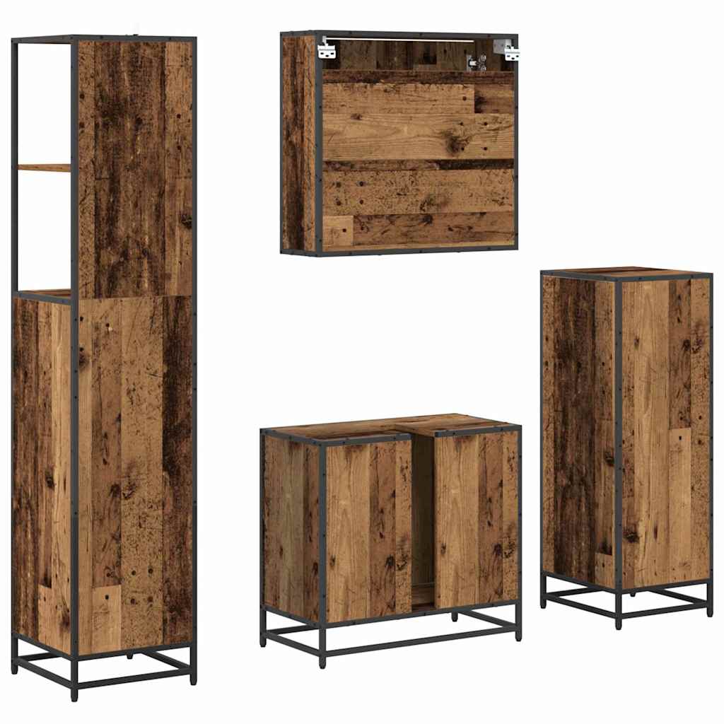 Ensemble de mobilier de salle de bain 4 pc Bois Ancien