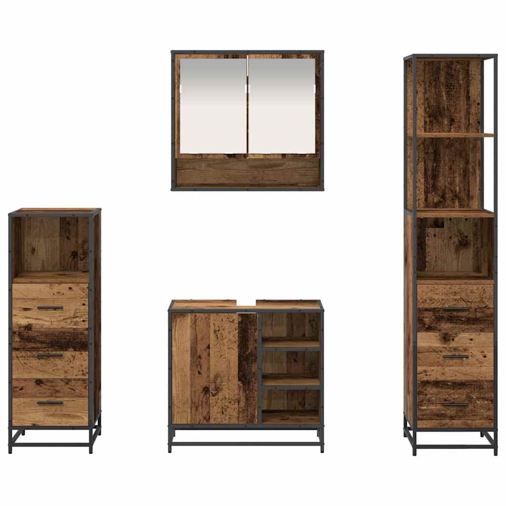 Ensemble de mobilier de salle de bain 4 pc Bois Ancien