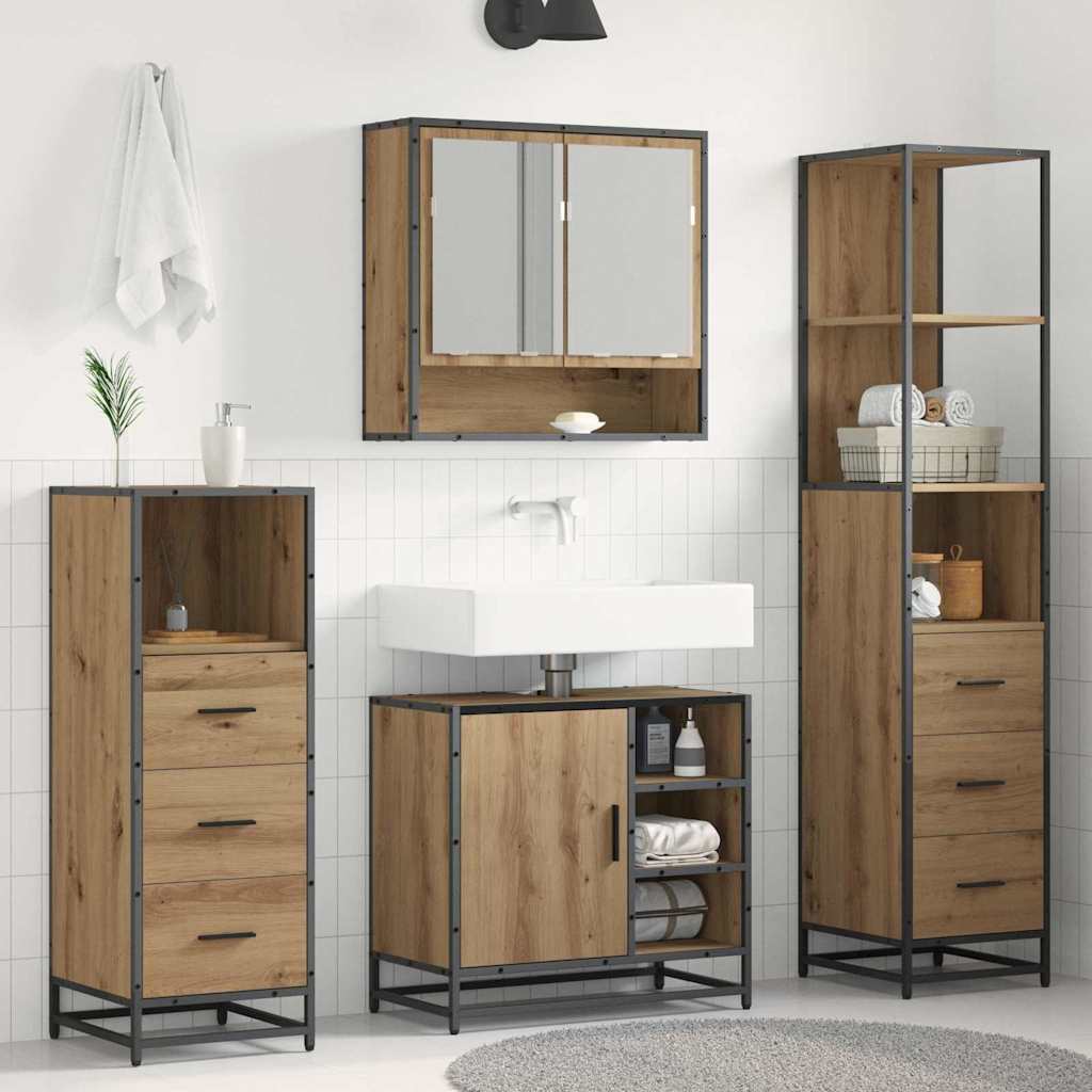 Ensemble de mobilier de salle de bain 4 pc Chêne artisanal