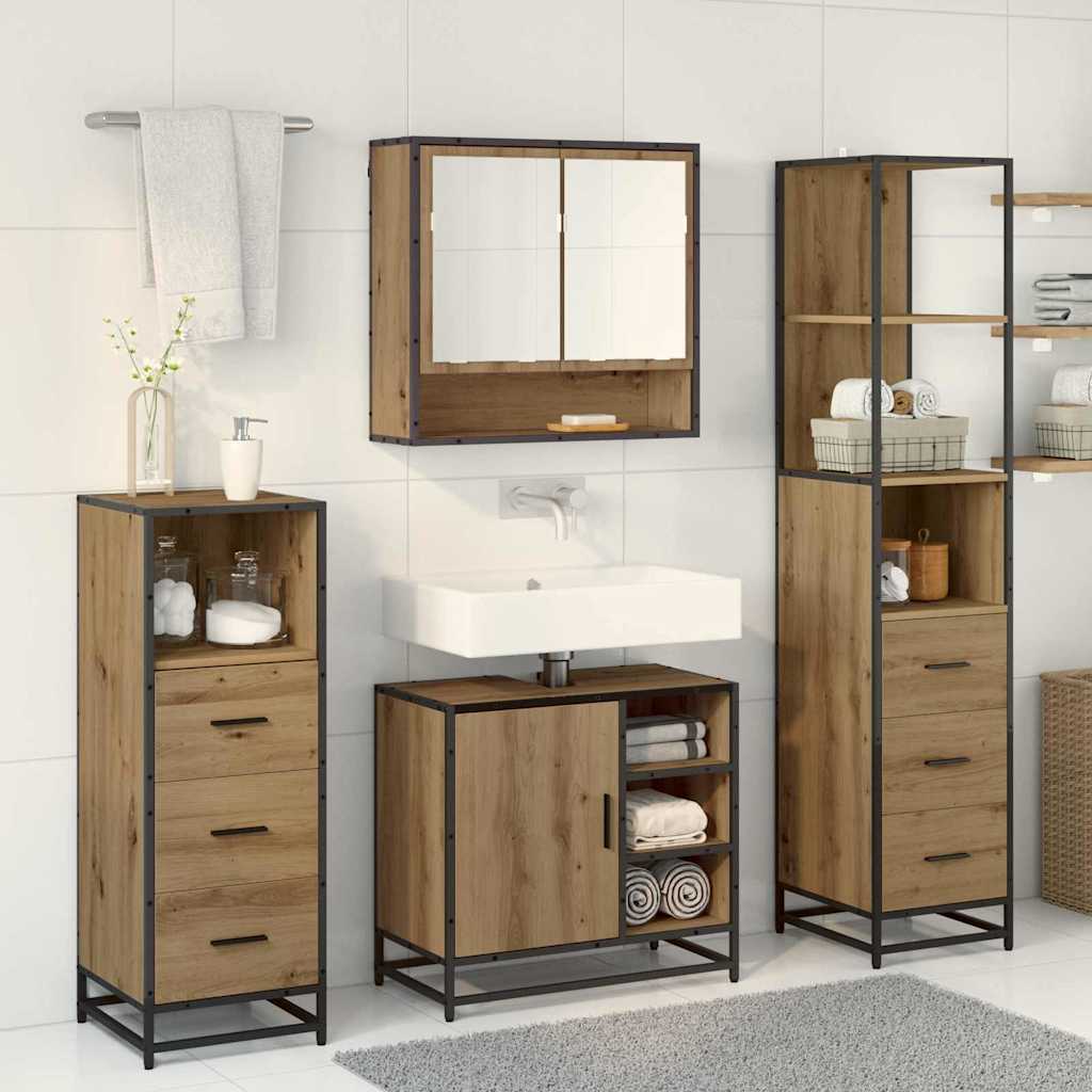 Ensemble de mobilier de salle de bain 4 pc Chêne artisanal