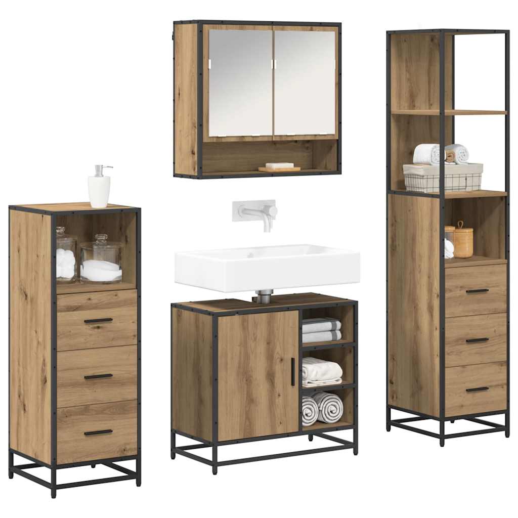 Ensemble de mobilier de salle de bain 4 pc Chêne artisanal