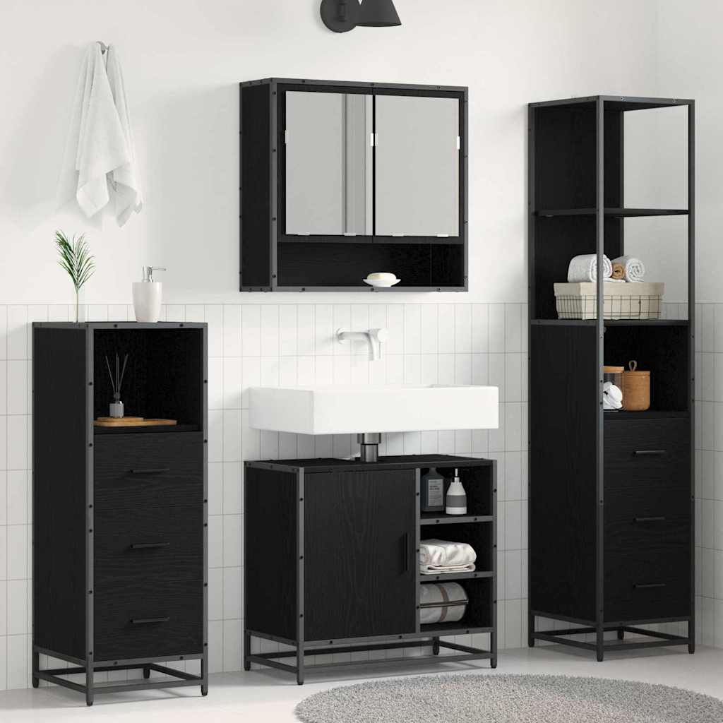 Ensemble de mobilier de salle de bain 4 pc Chêne noir