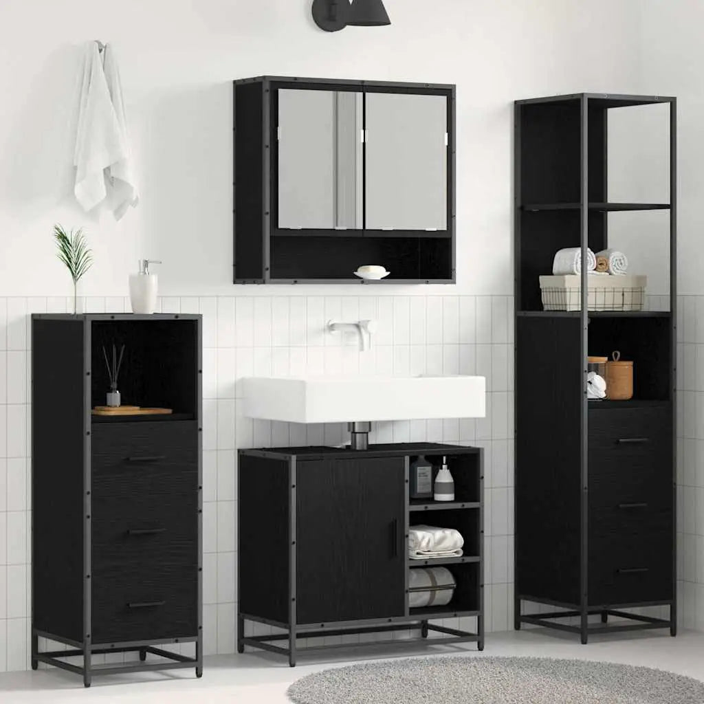 Ensemble de mobilier de salle de bain 4 pc Chêne noir - XIOS