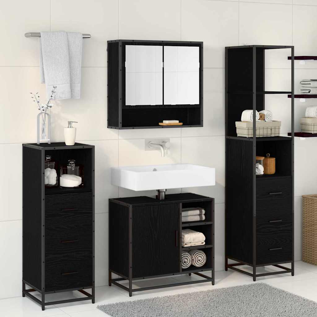 Ensemble de mobilier de salle de bain 4 pc Chêne noir