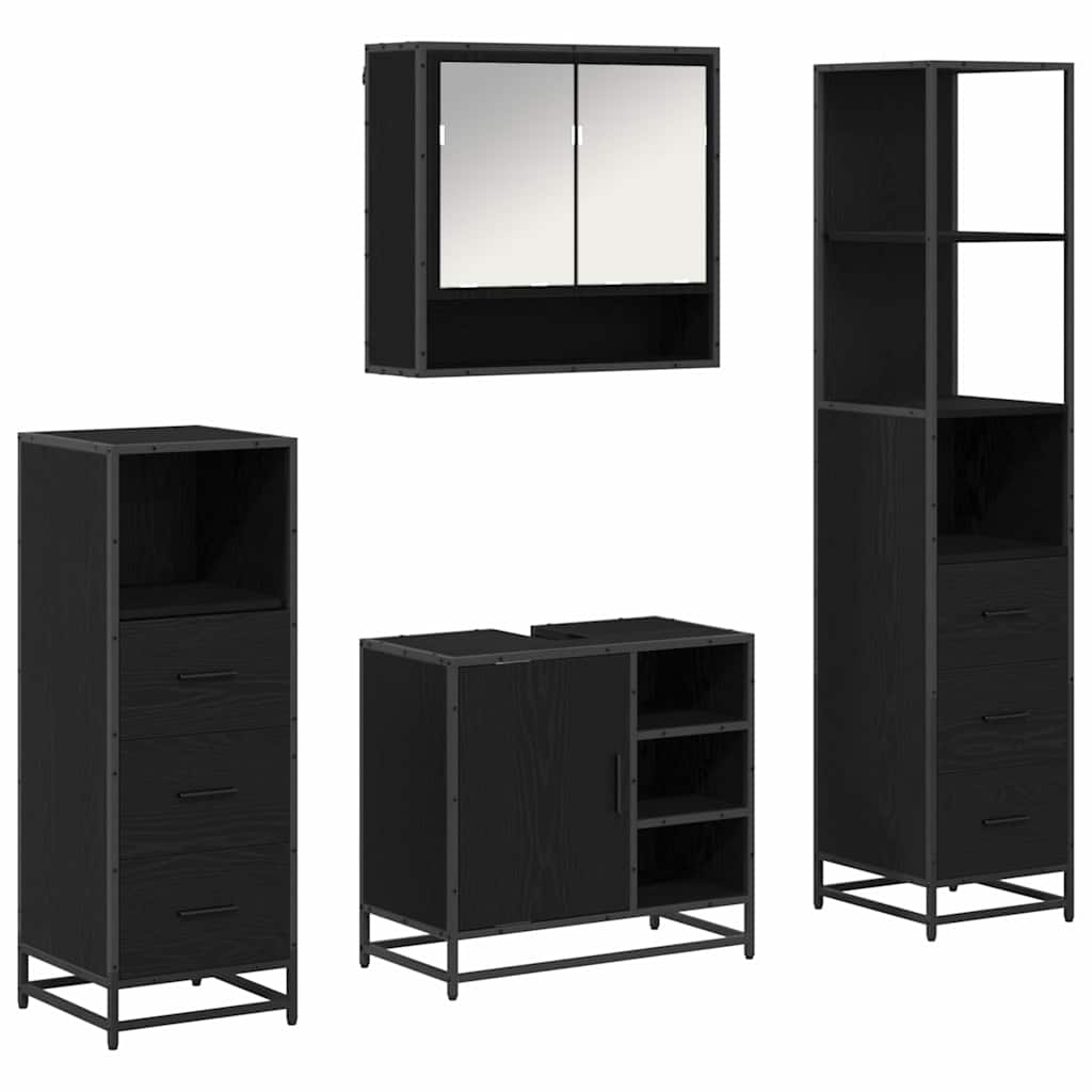 Ensemble de mobilier de salle de bain 4 pc Chêne noir