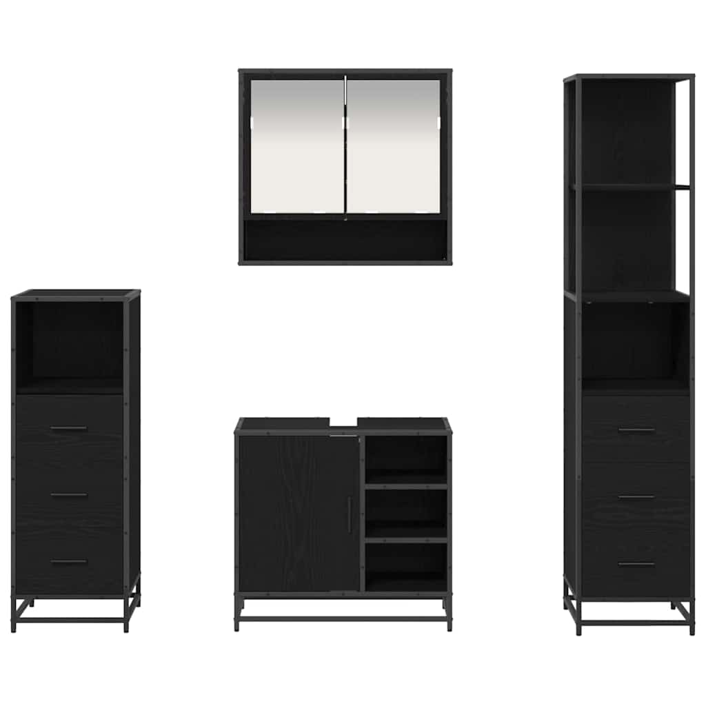 Ensemble de mobilier de salle de bain 4 pc Chêne noir