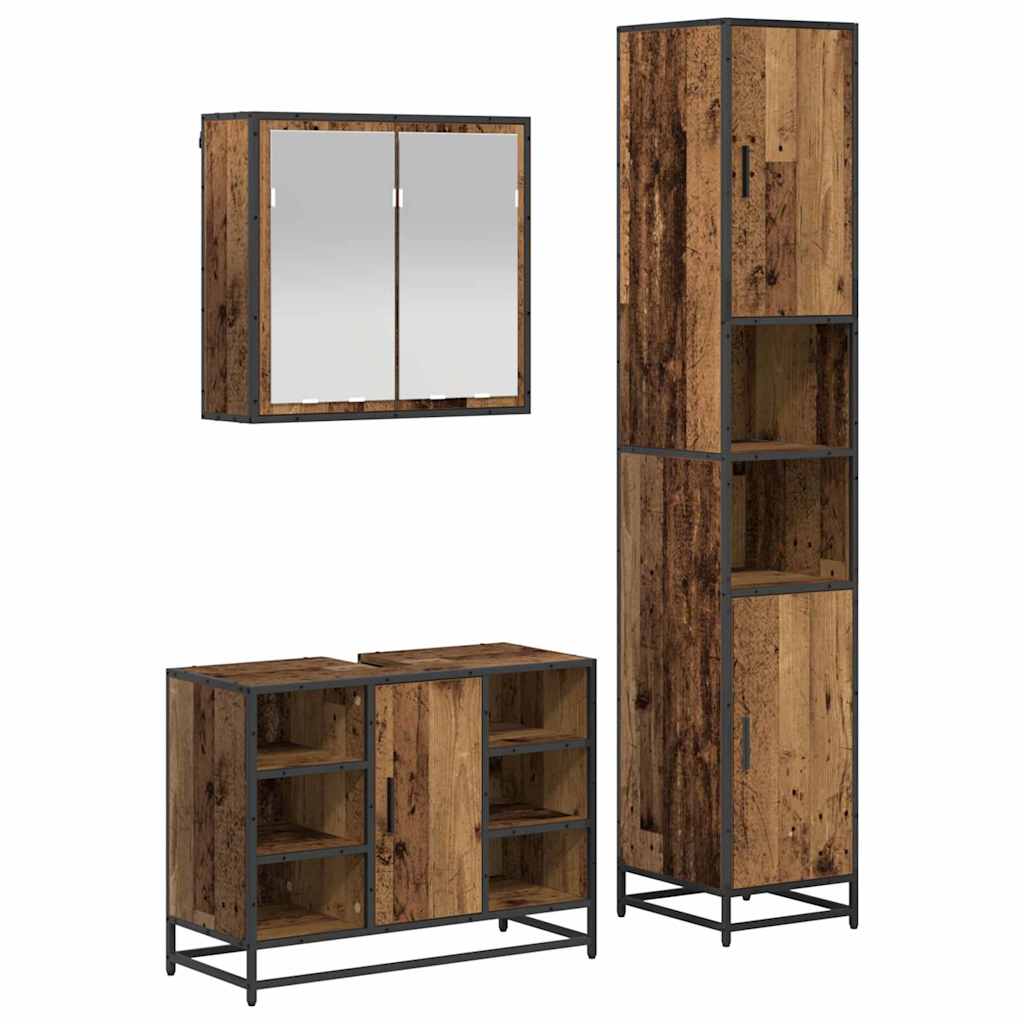 Ensemble de mobilier de salle de bain 3 pièces Bois Ancien