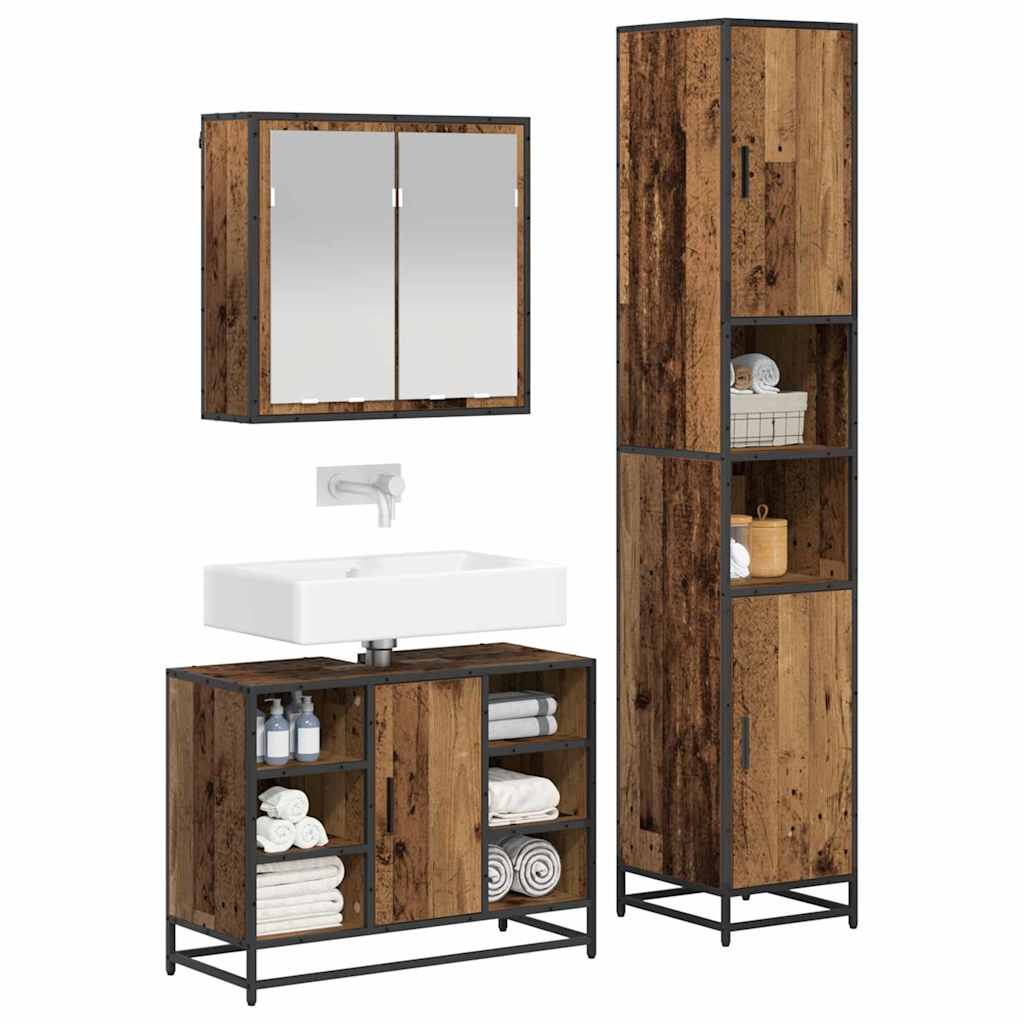 Ensemble de mobilier de salle de bain 3 pièces Bois Ancien