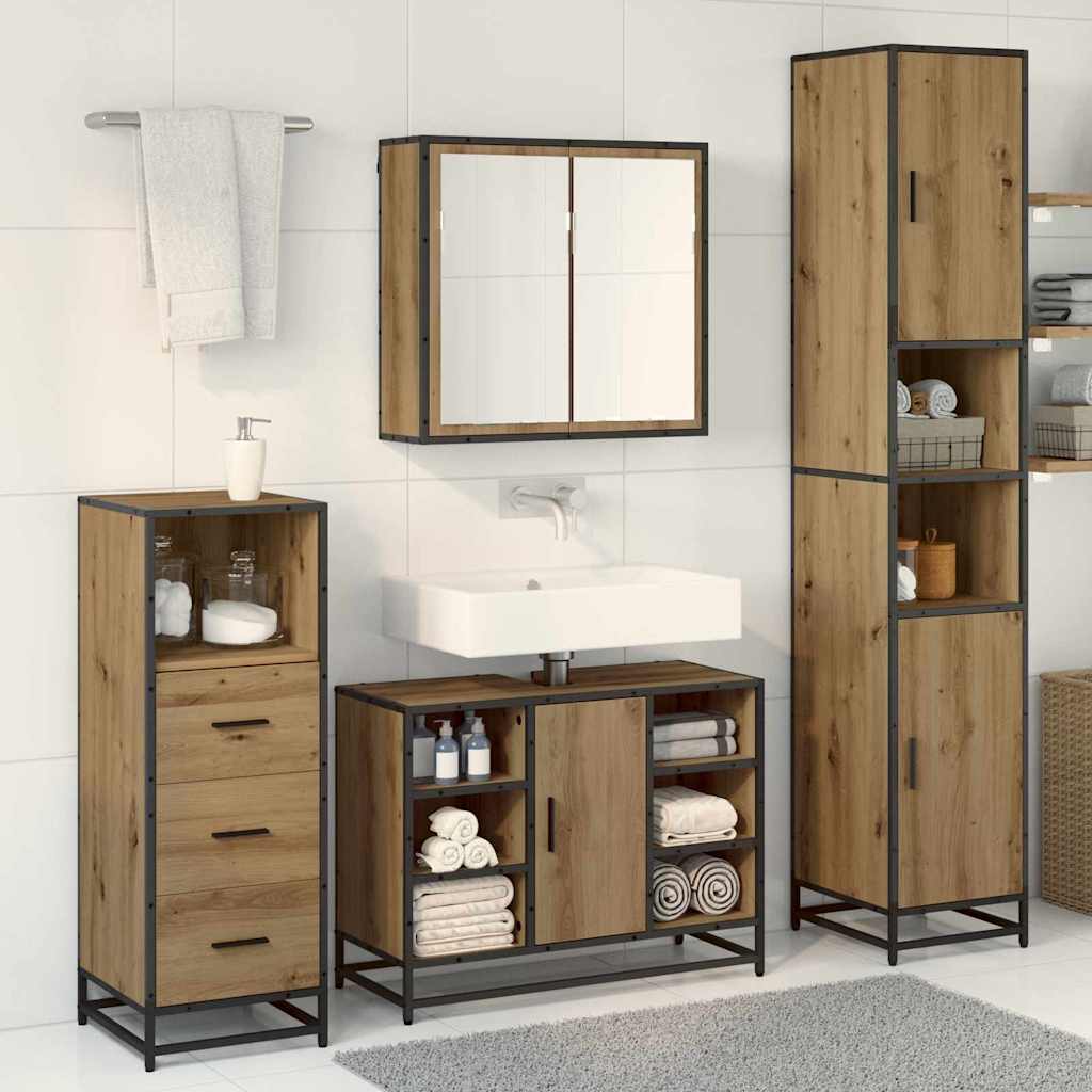 Ensemble de mobilier de salle de bain 3 pc Chêne artisanal