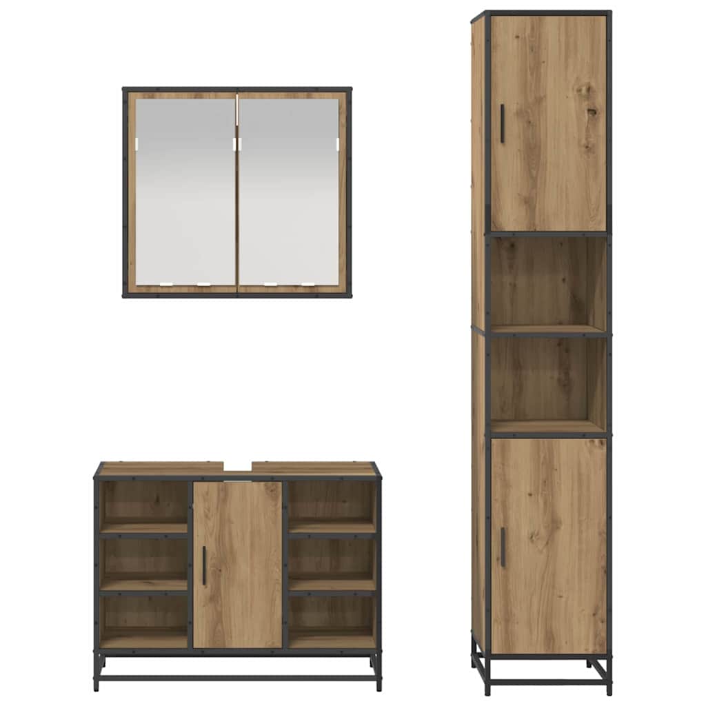Ensemble de mobilier de salle de bain 3 pc Chêne artisanal