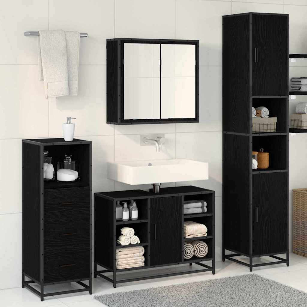 Ensemble de mobilier de salle de bain 3 pièces Chêne noir