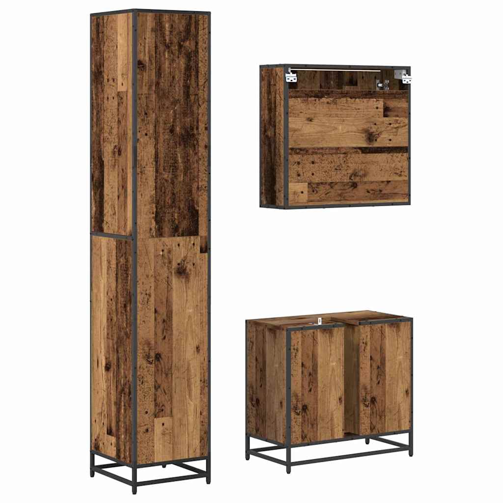 Ensemble de mobilier de salle de bain 3 pc Bois Ancien