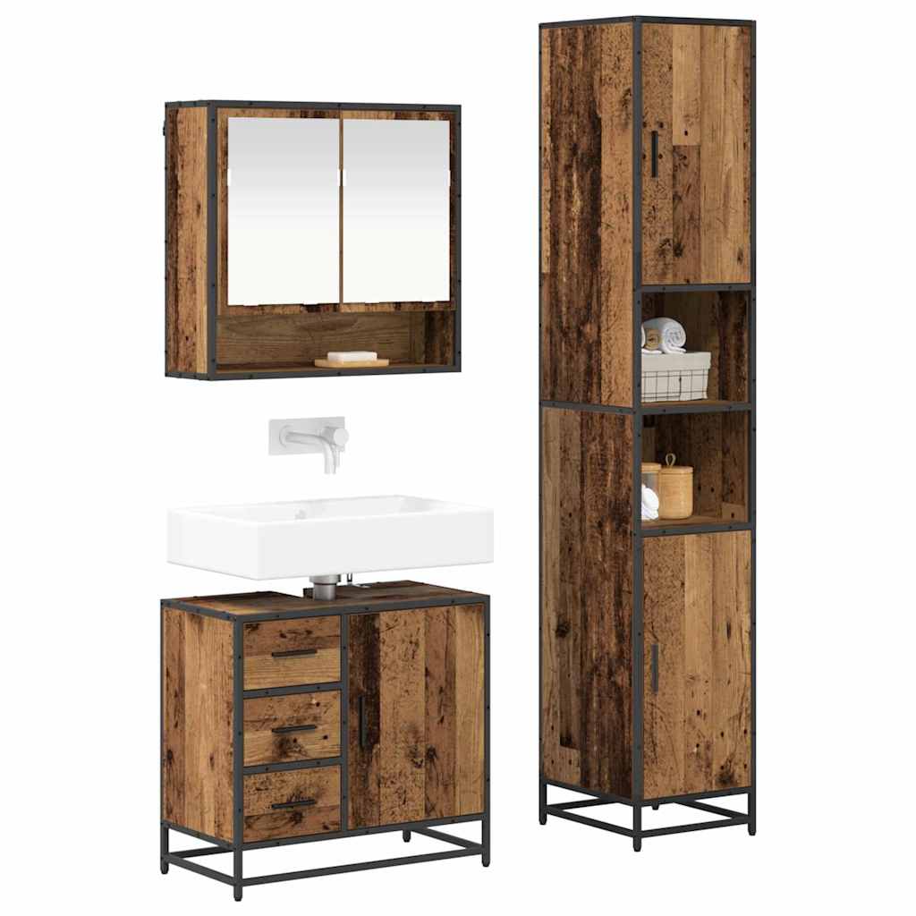 Ensemble de mobilier de salle de bain 3 pc Bois Ancien