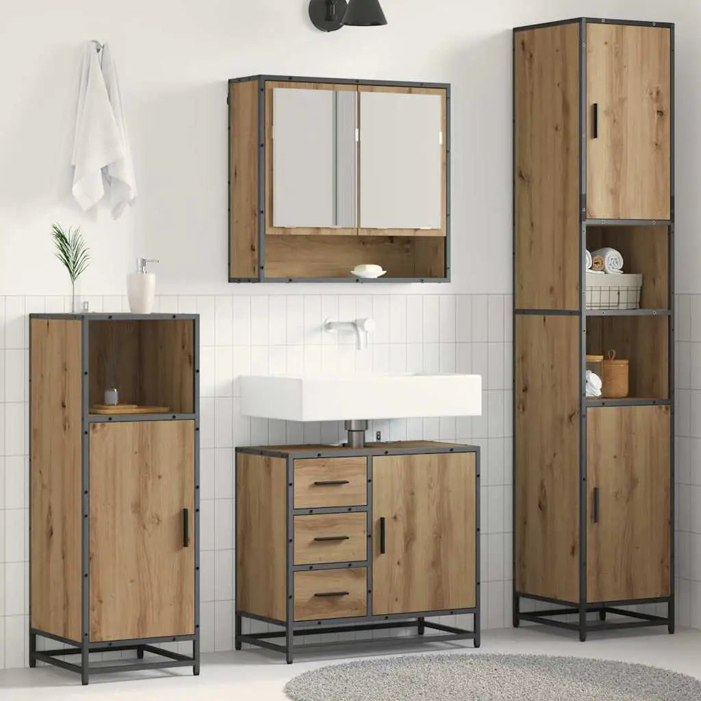 Ensemble de mobilier de salle de bain 3 pc Chêne artisanal - XIOS