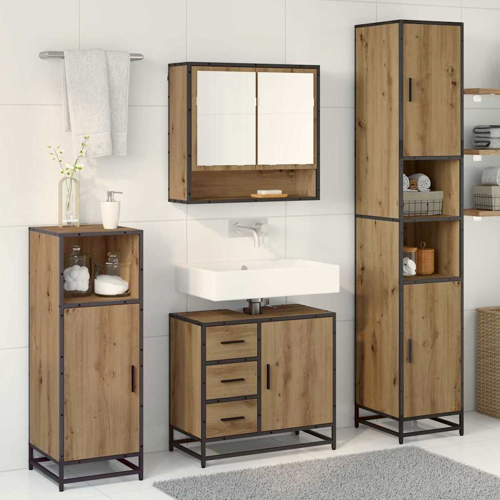 Ensemble de mobilier de salle de bain 3 pc Chêne artisanal