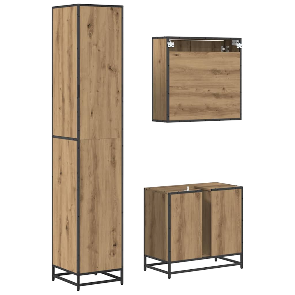Ensemble de mobilier de salle de bain 3 pc Chêne artisanal