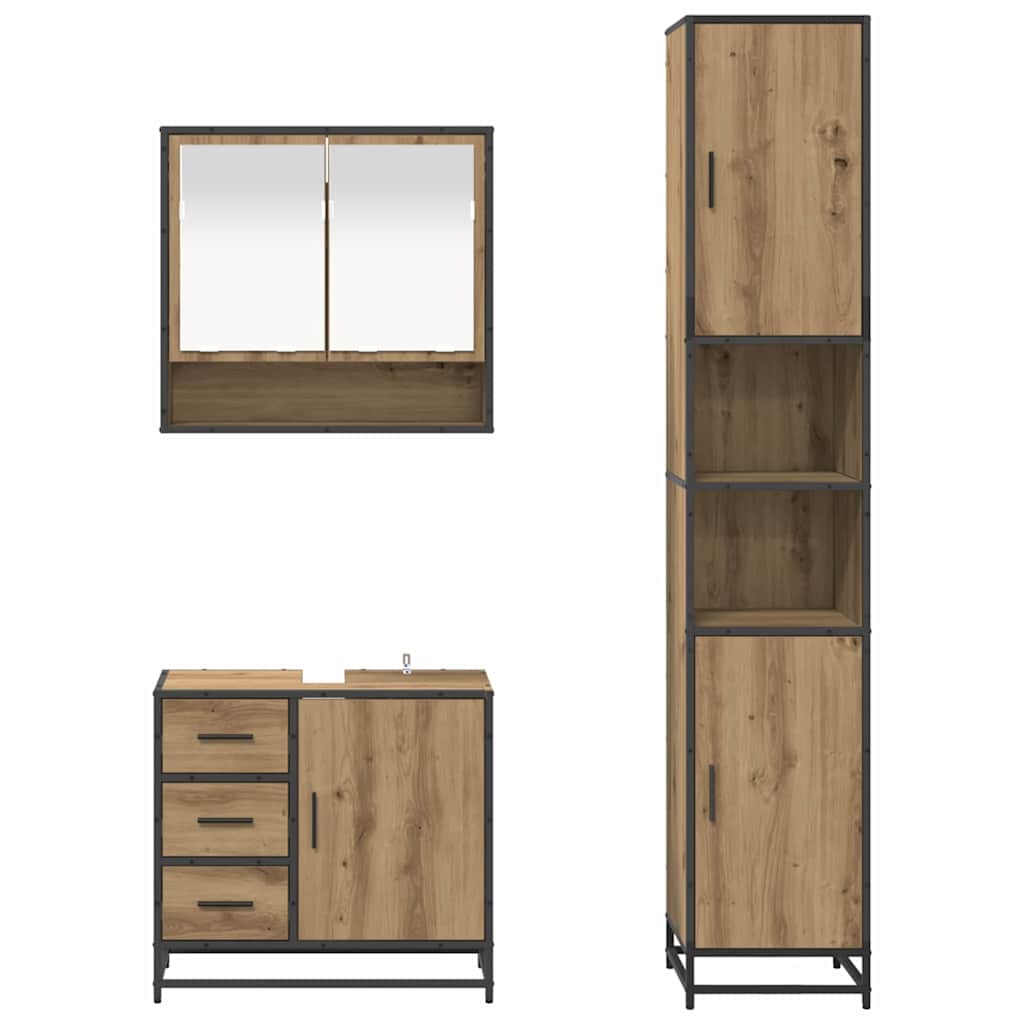 Ensemble de mobilier de salle de bain 3 pc Chêne artisanal