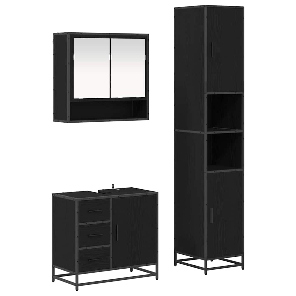 Ensemble de mobilier de salle de bain 3 pc Chêne noir
