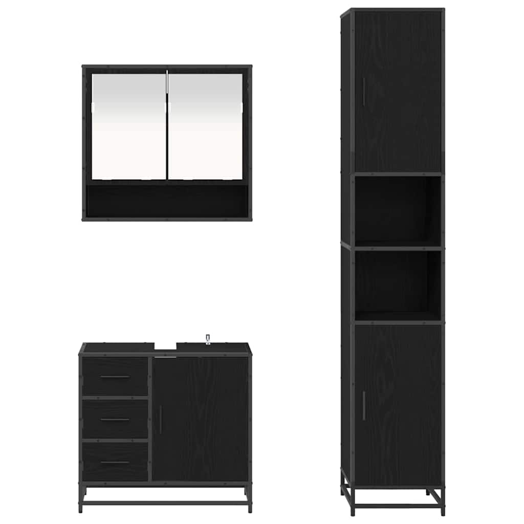 Ensemble de mobilier de salle de bain 3 pc Chêne noir