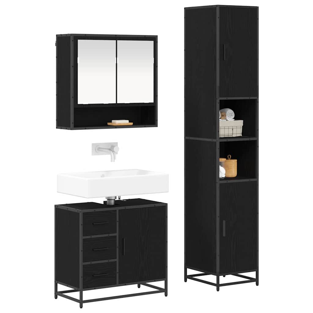 Ensemble de mobilier de salle de bain 3 pc Chêne noir
