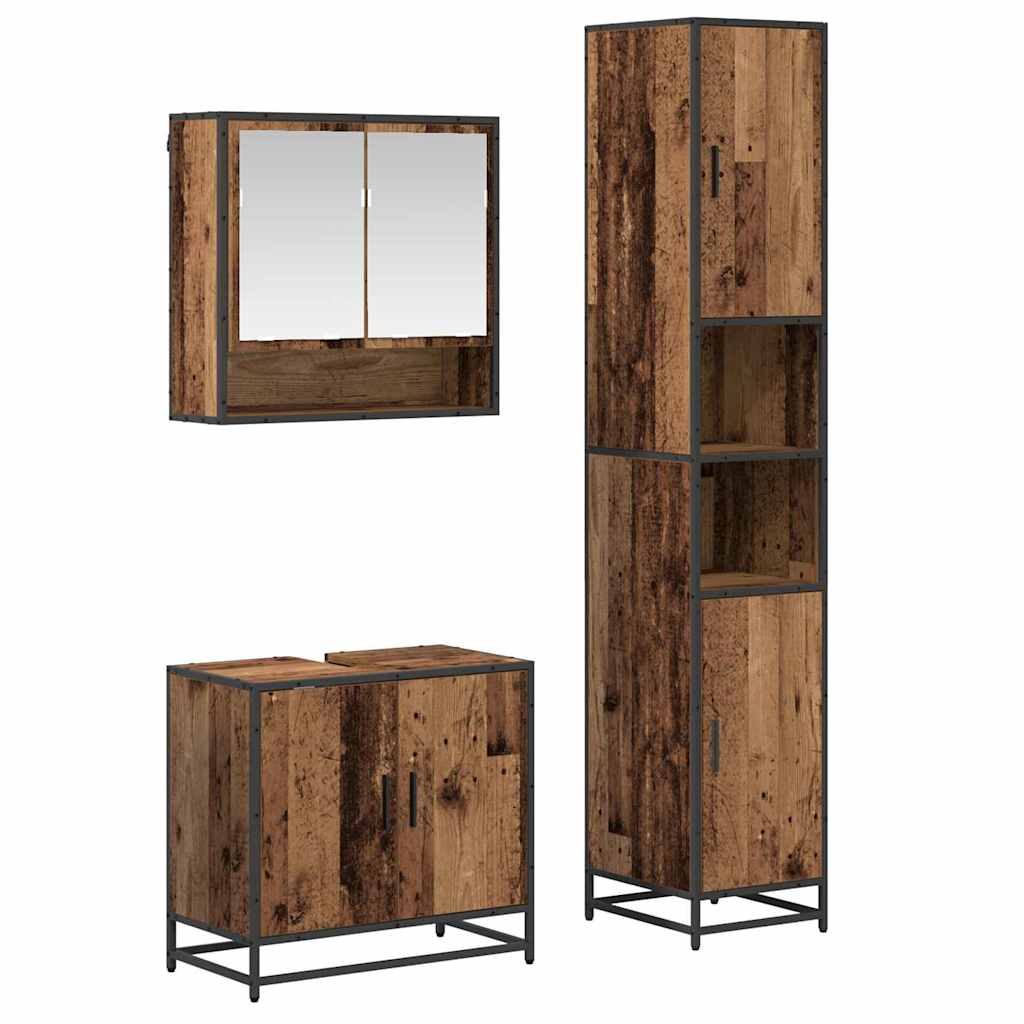 Ensemble de mobilier de salle de bain 3 pièces Bois Ancien