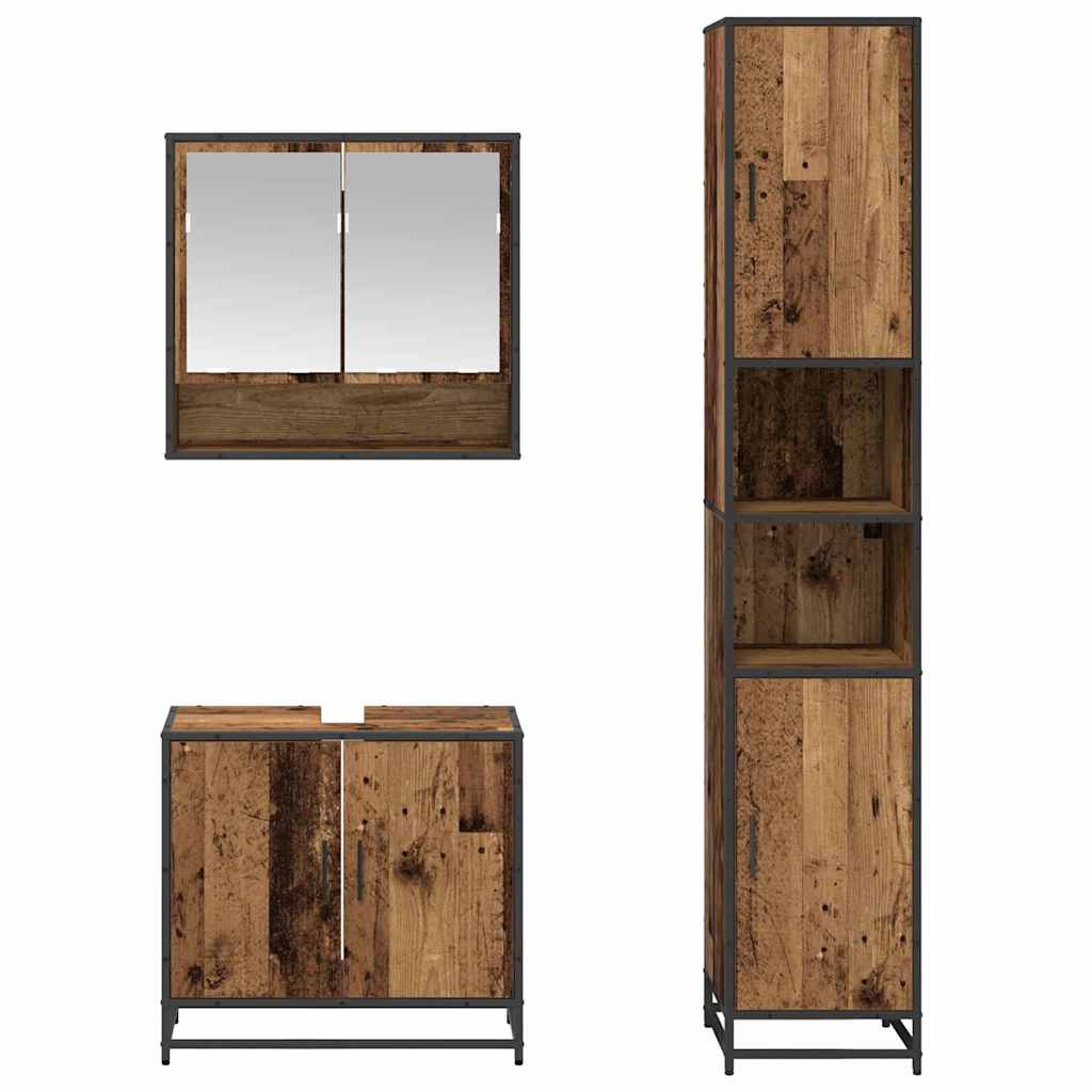 Ensemble de mobilier de salle de bain 3 pièces Bois Ancien
