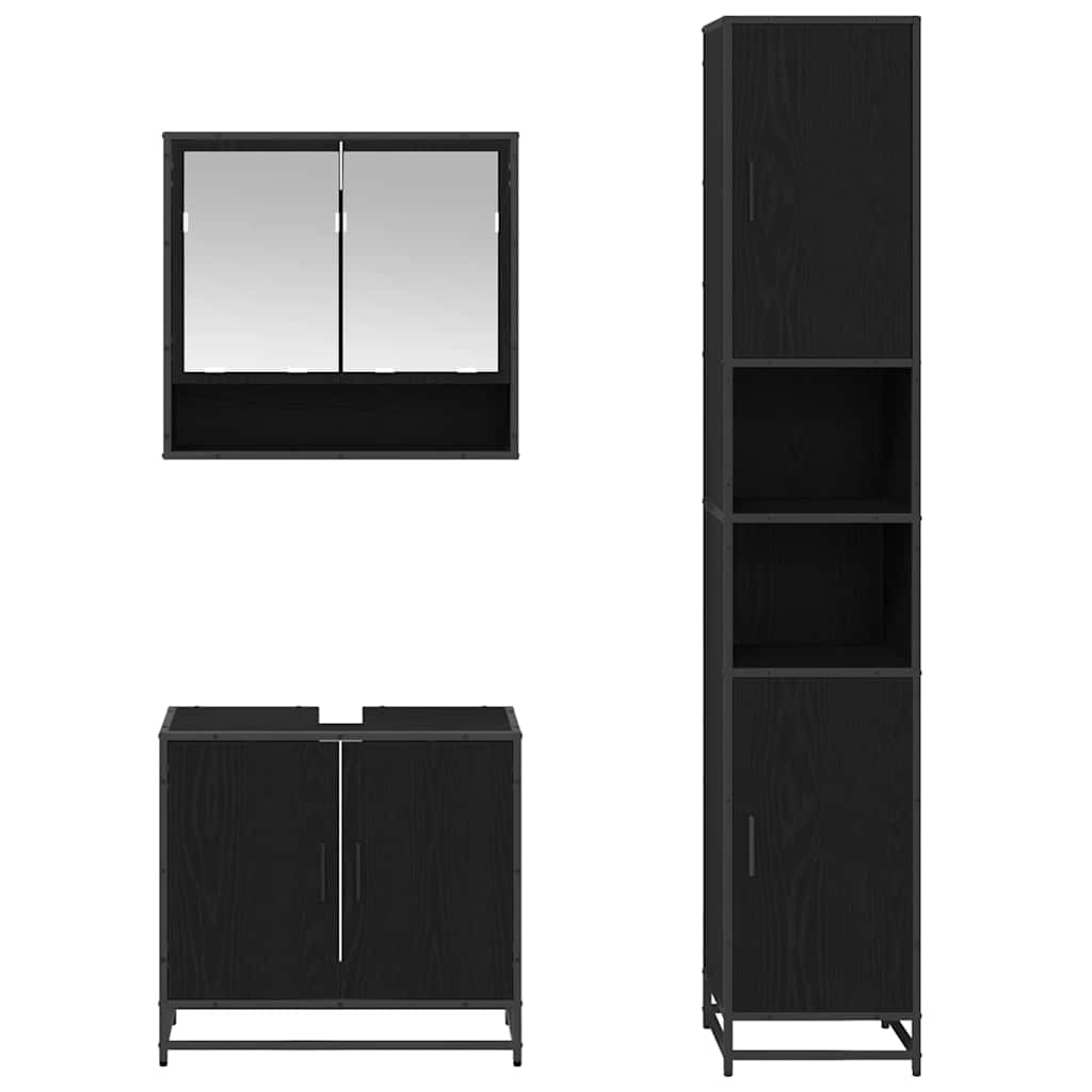 Ensemble de mobilier de salle de bain 3 pièces Chêne noir