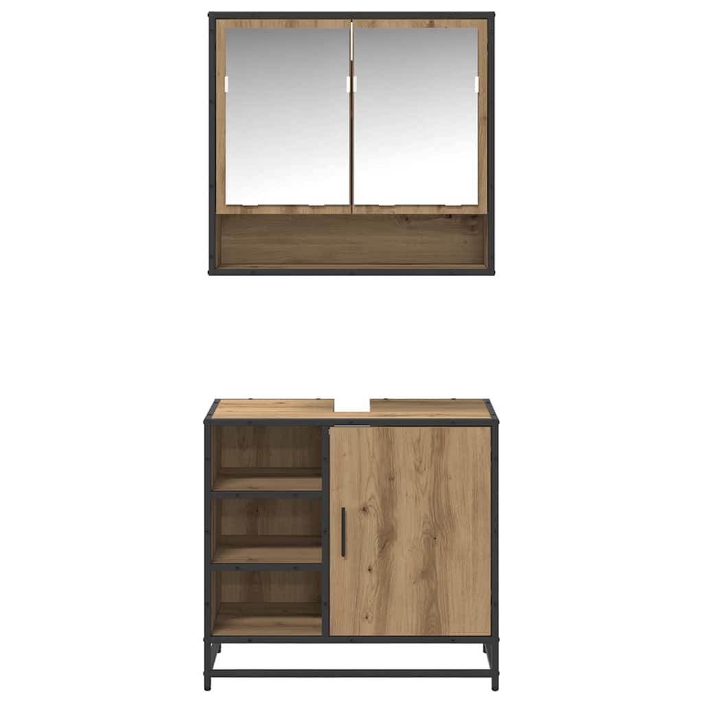 Ensemble de mobilier de salle de bain 2 pièces Chêne artisanal