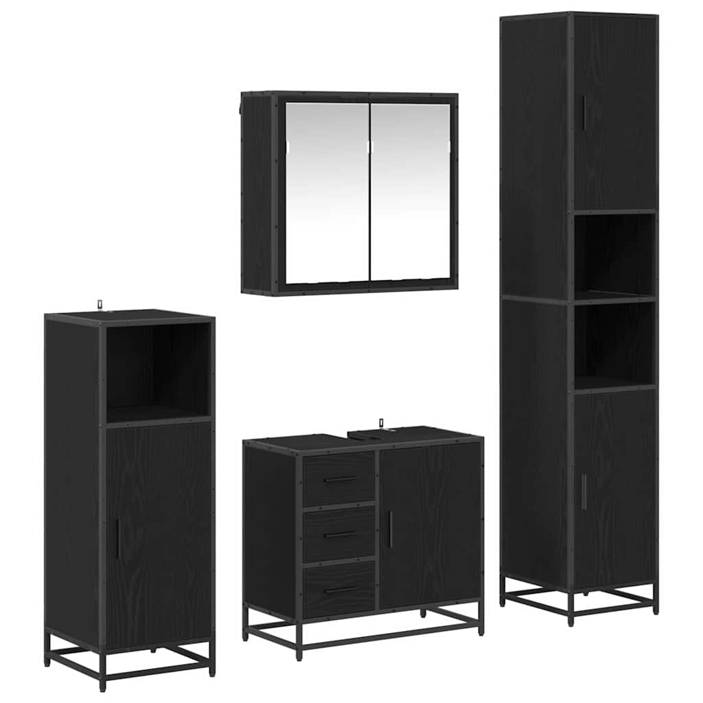 Ensemble de mobilier de salle de bain 4 pièces Chêne noir