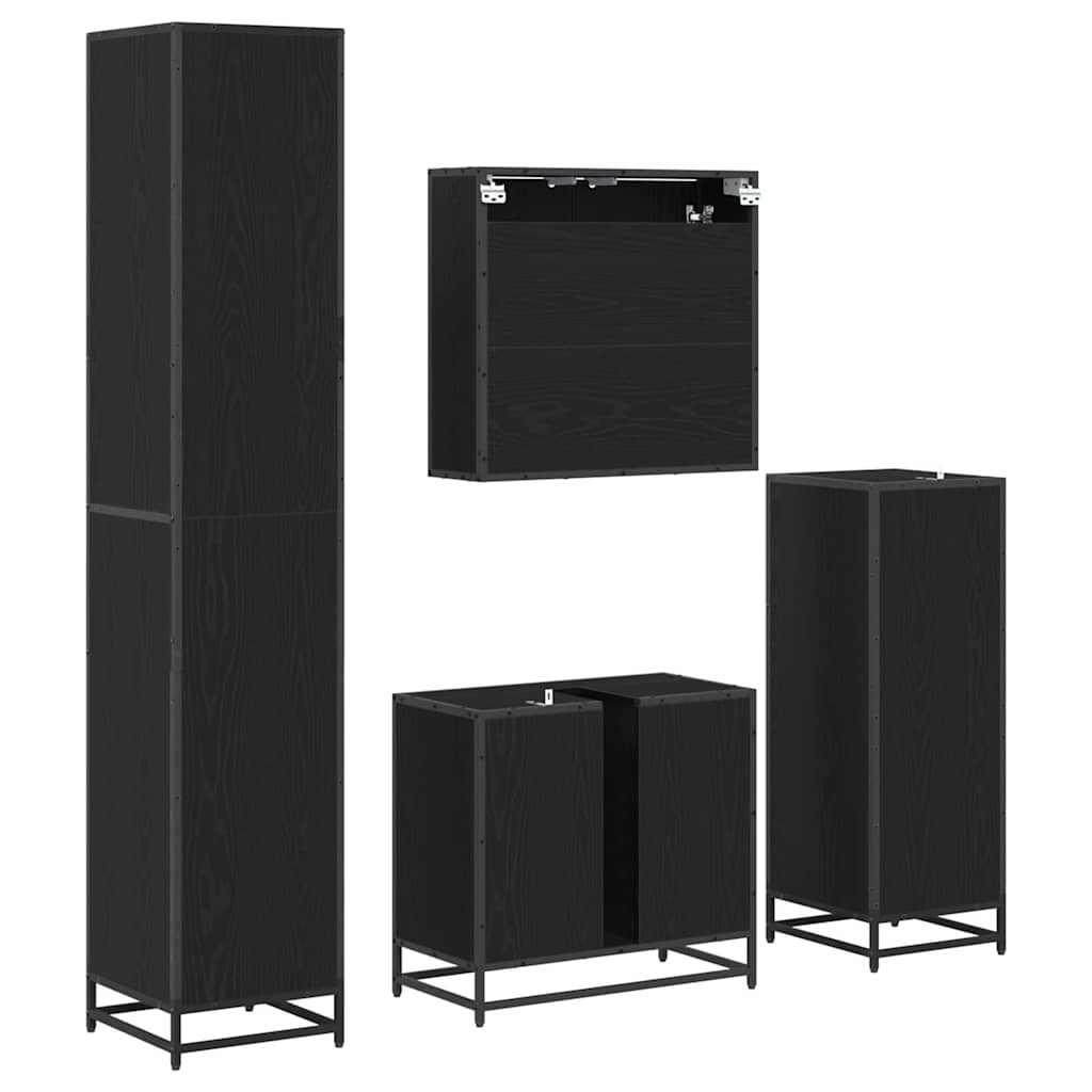 Ensemble de mobilier de salle de bain 4 pièces Chêne noir