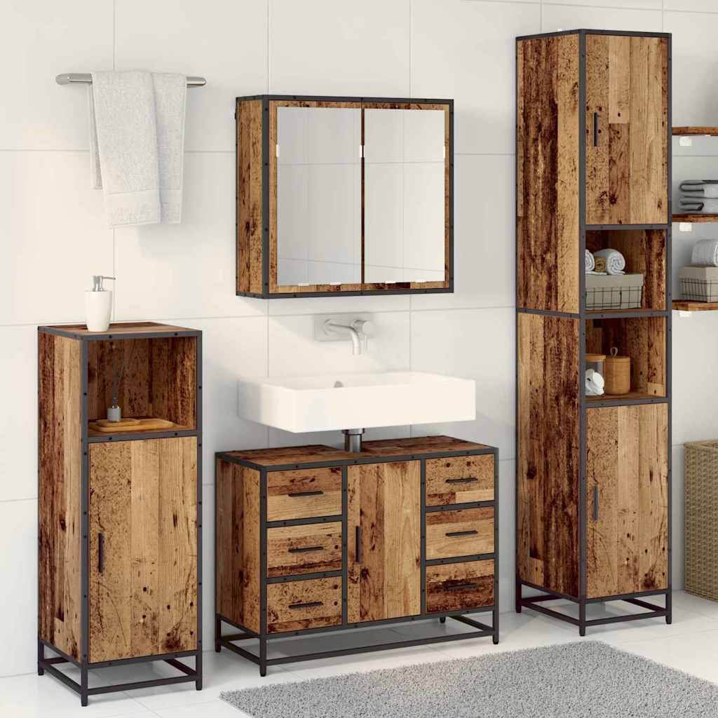 Ensemble de mobilier de salle de bain 3 pc Bois Ancien