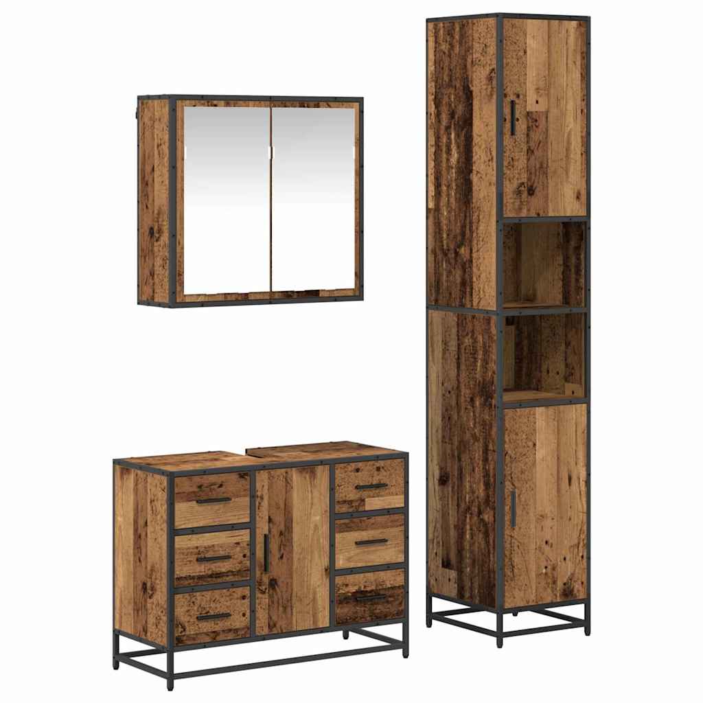 Ensemble de mobilier de salle de bain 3 pc Bois Ancien