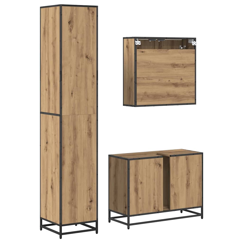Ensemble de mobilier de salle de bain 3 pc Chêne artisanal