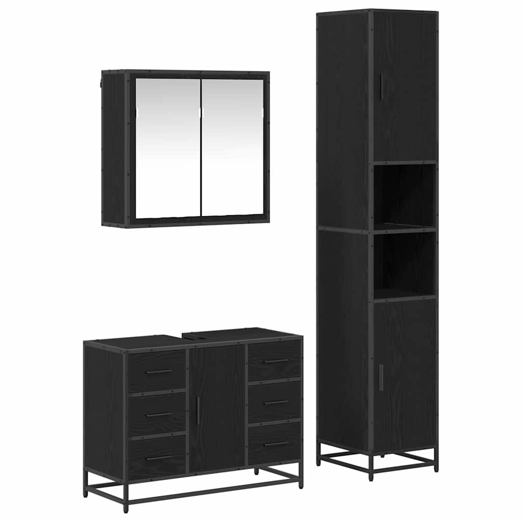 Ensemble de mobilier de salle de bain 3 pc Chêne noir