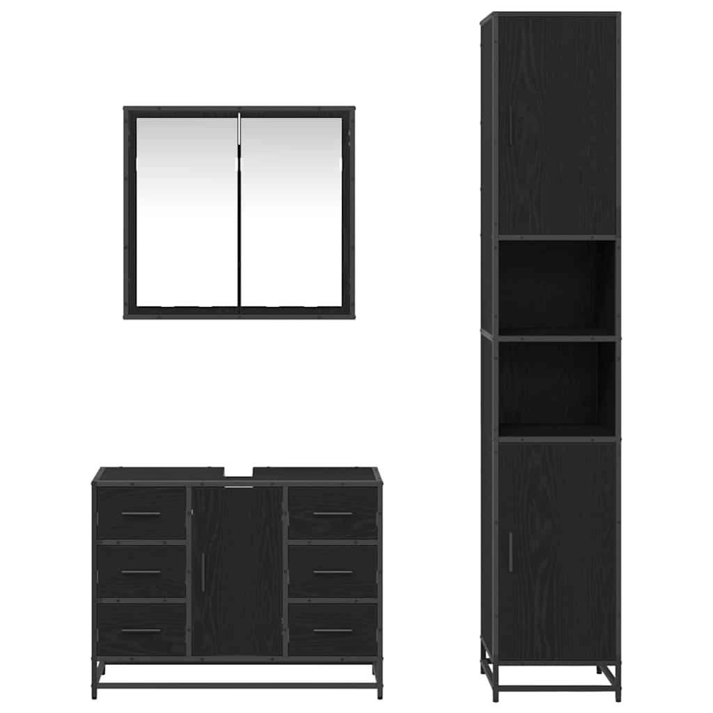 Ensemble de mobilier de salle de bain 3 pc Chêne noir