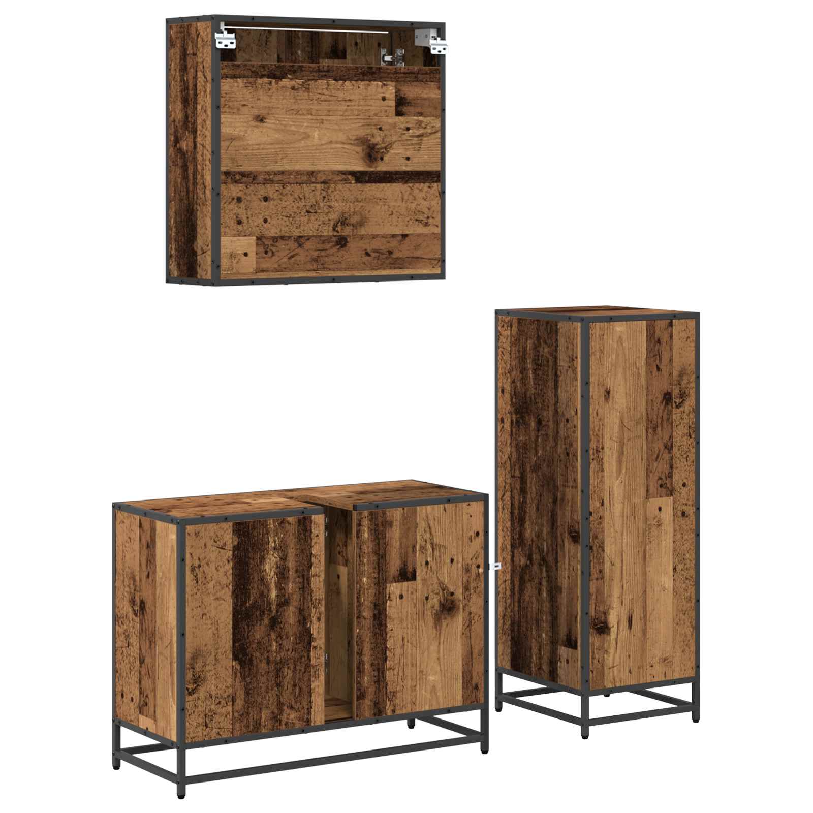Ensemble de mobilier de salle de bain 3 pièces Bois Ancien
