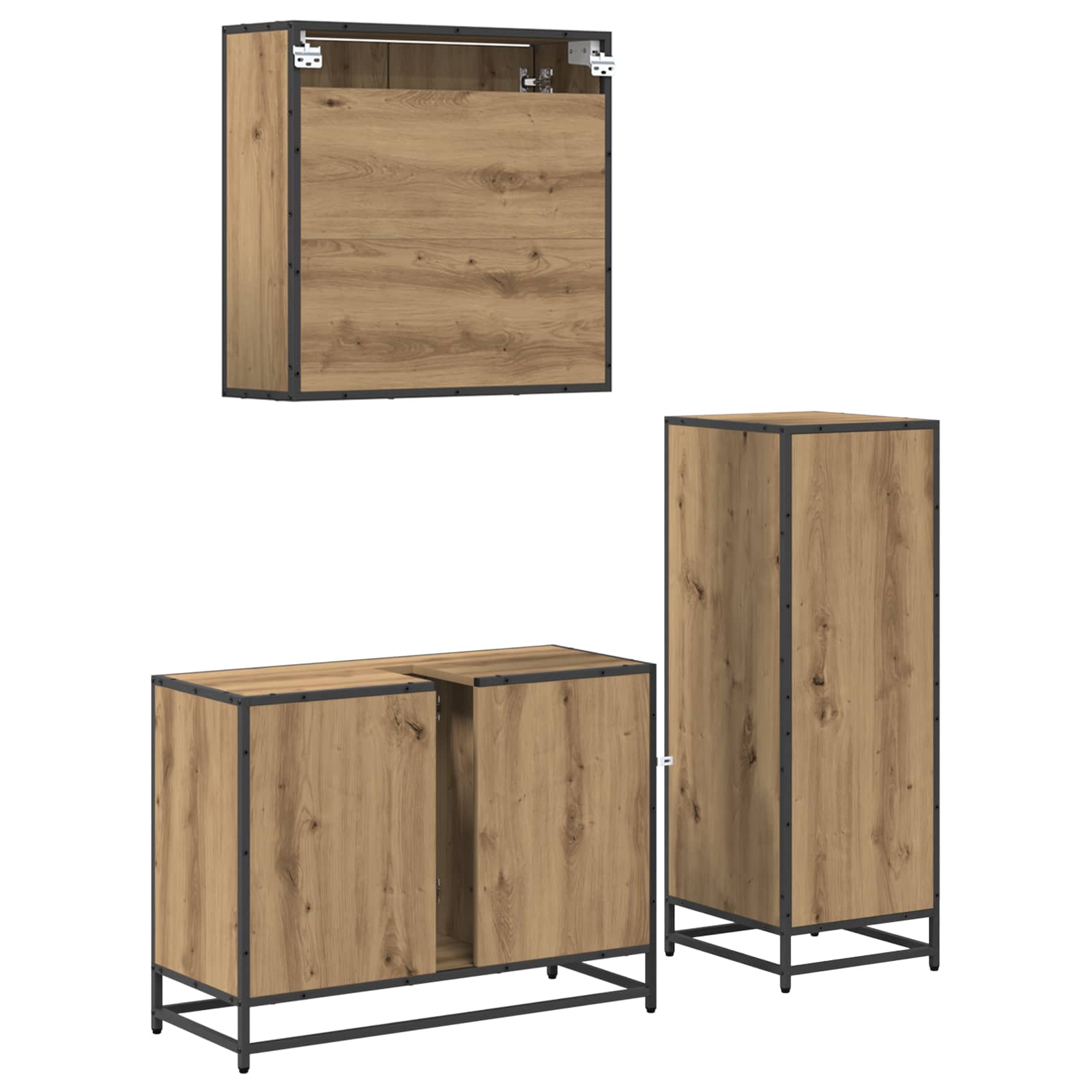 Ensemble de mobilier de salle de bain 3 pc Chêne artisanal