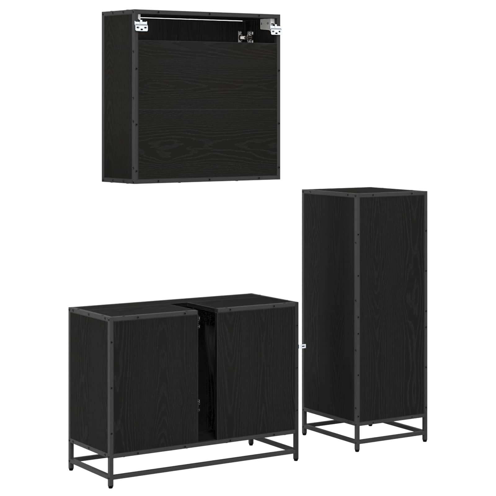 Ensemble de mobilier de salle de bain 3 pièces Chêne noir