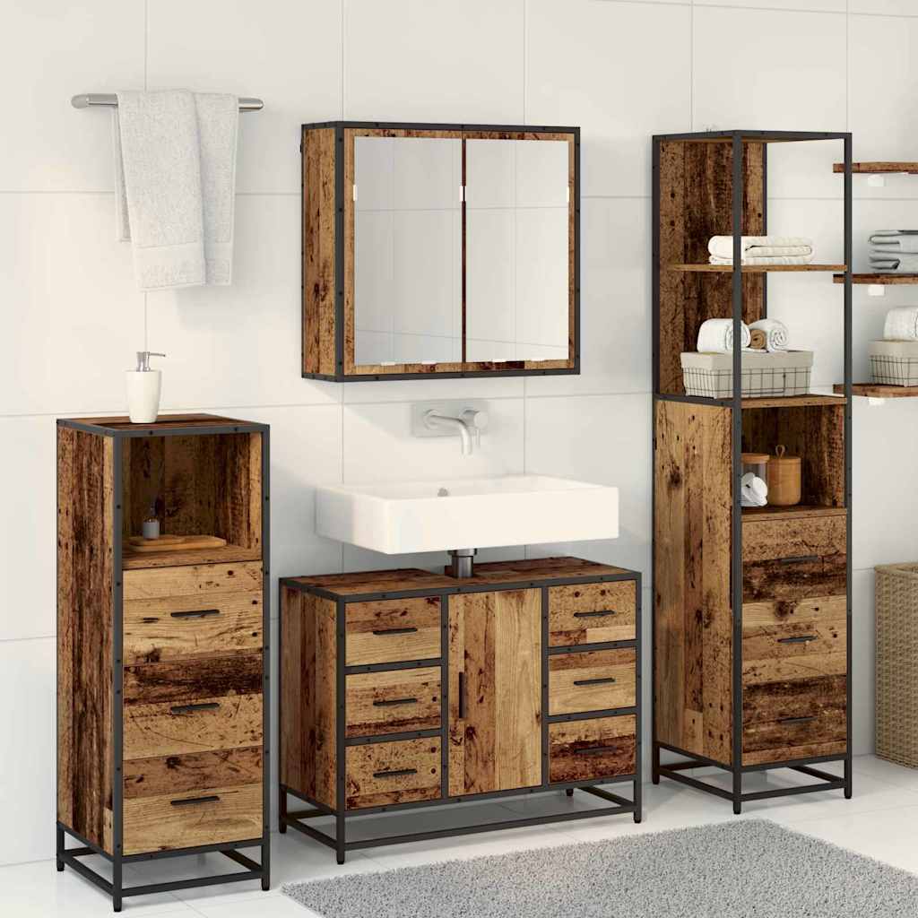 Ensemble de mobilier de salle de bain 4 pièces Bois Ancien