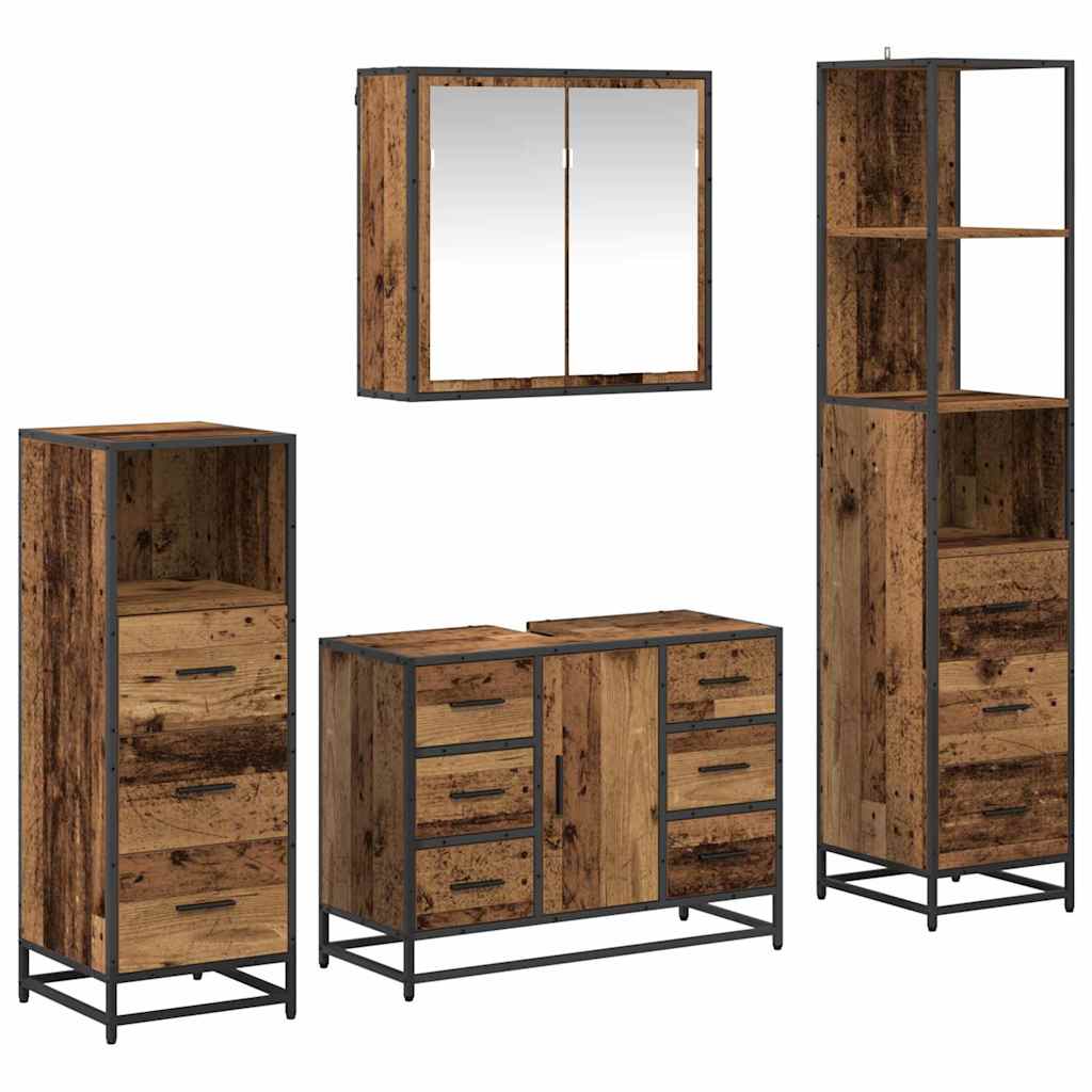 Ensemble de mobilier de salle de bain 4 pièces Bois Ancien