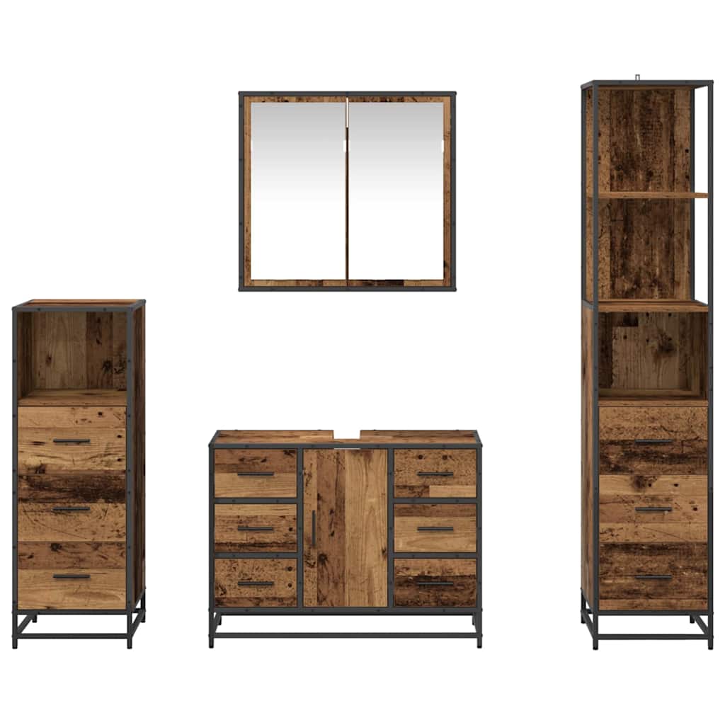 Ensemble de mobilier de salle de bain 4 pièces Bois Ancien