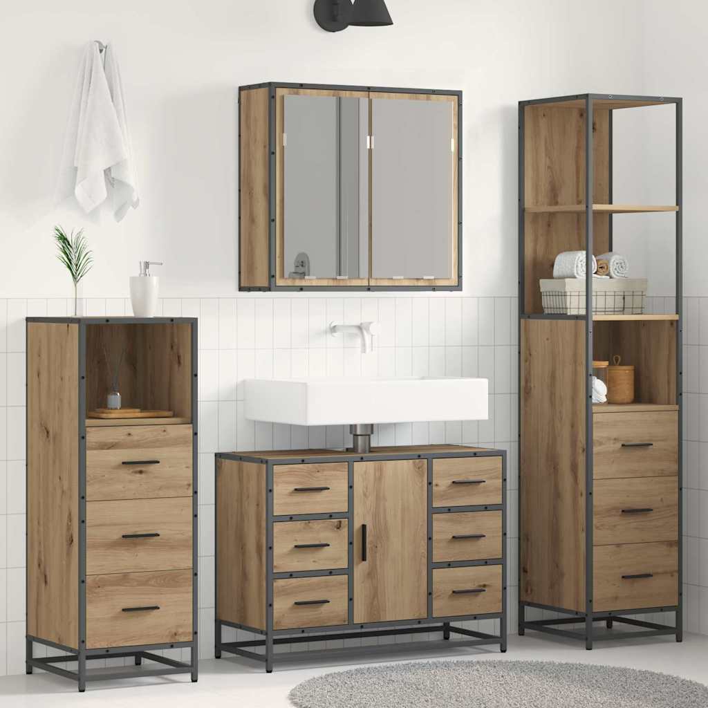 Ensemble de mobilier de salle de bain 4 pièces Chêne artisanal