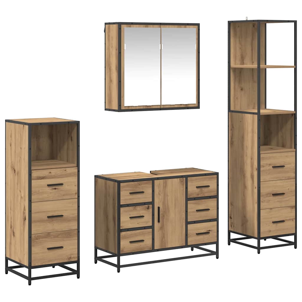 Ensemble de mobilier de salle de bain 4 pièces Chêne artisanal